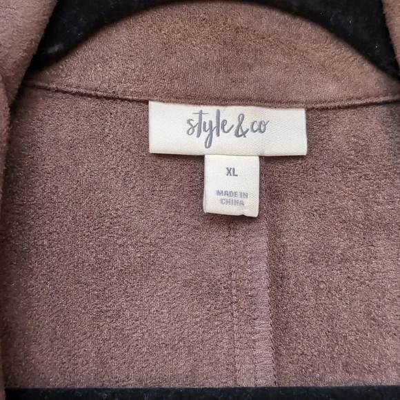 Macy's Style & Co. Faux Suede Women's Moto Jacket - Chocolate Brown - Picture 7 of 7
